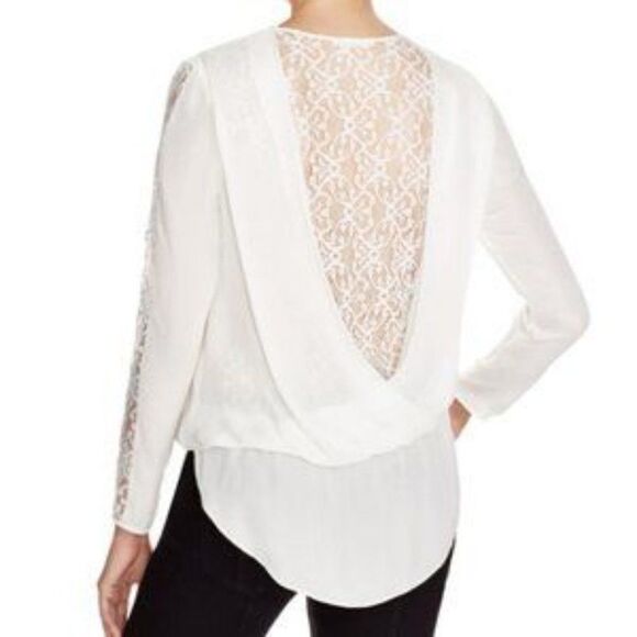 Carla Lace- underlay Draped Silk Blouse - Picture 2 of 7